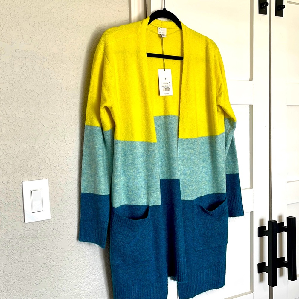 Block Striped Sweater Cartigan